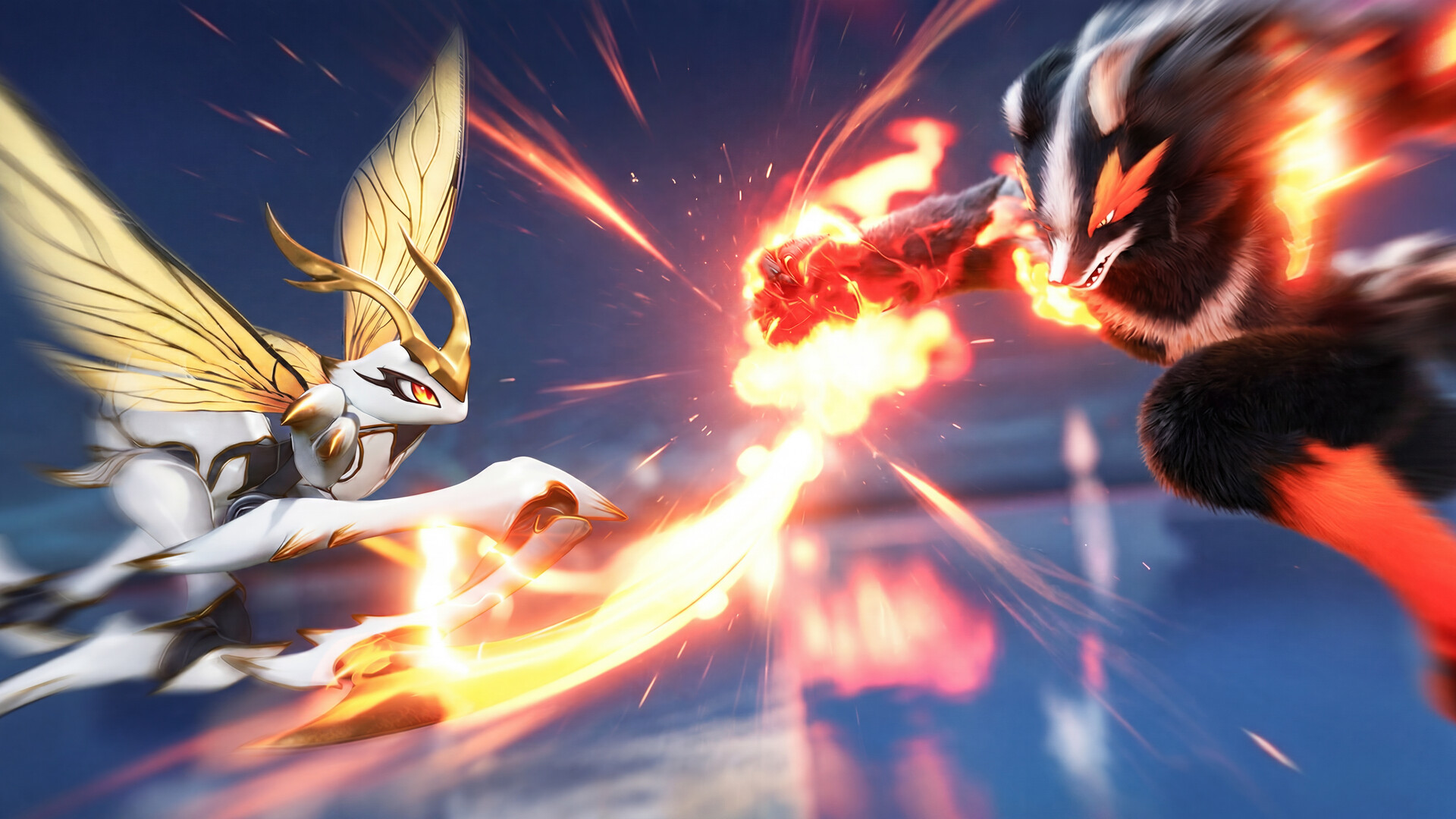 Two Aniimo clashing in a Twining-powered battle